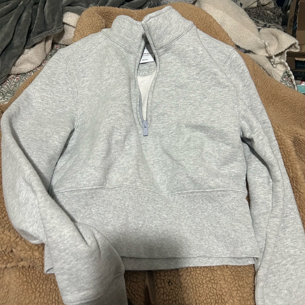 Aritzia Heather Gray Quarter-Zip Top
